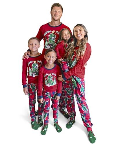 The Children's Place Unisex-Baby Familien-Schlafanzug-Set, für Weihnachten und Urlaub, Baumwolle Pyjamaset, Tree-Rex, XLarge (Adult) von The Children's Place