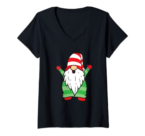 Damen Niedliche Weihnachtswichtel, lustige Weihnachtswichtel T-Shirt mit V-Ausschnitt Damen Niedliche Weihnachtswichtel, lustige Weihnachtswichtel T-Shirt mit V-Ausschnitt von The Christmas Gnome Store