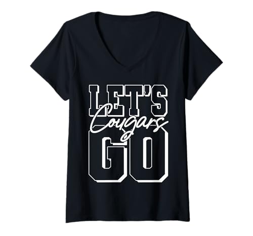 Damen Lass Uns gehen, Cougars Back to School Spirit T-Shirt mit V-Ausschnitt Damen Lass Uns gehen, Cougars Back to School Spirit T-Shirt mit V-Ausschnitt von The Cool Team Spirit Wear