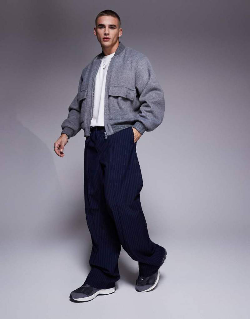 The Couture Club - Bomberjacke aus einer Wollmischung in Grau von The Couture Club