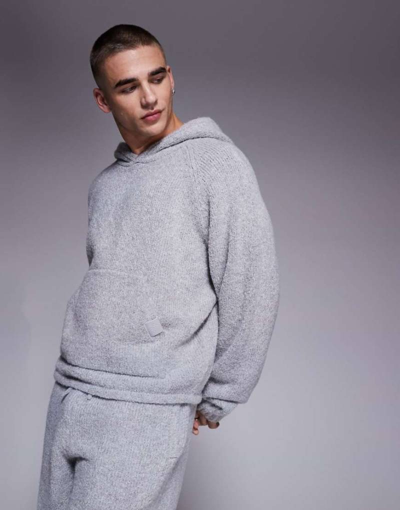 The Couture Club - Kapuzenpullover aus Bouclé-Strick in grau meliert, Kombiteil von The Couture Club