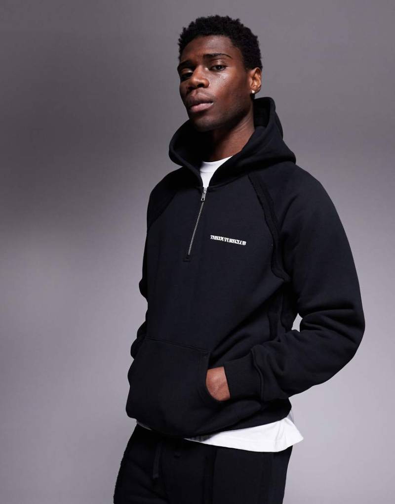 The Couture Club - Kapuzenpullover in Schwarz mit unversäuberten Kanten und Logo, Kombiteil von The Couture Club