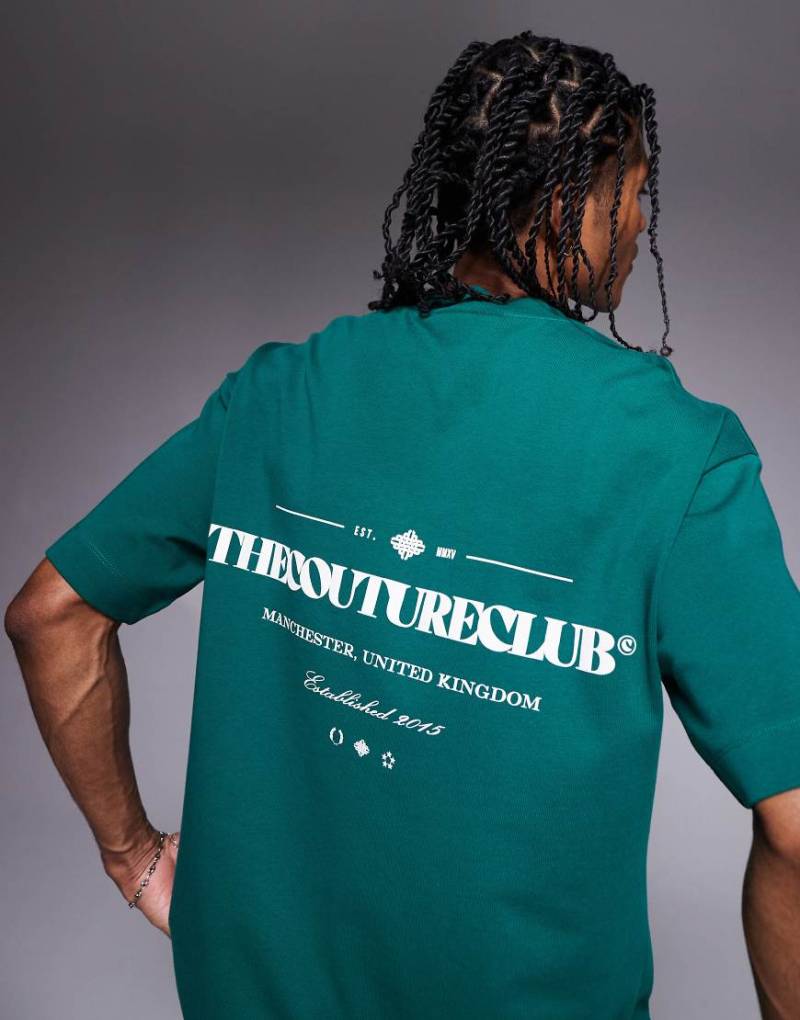 The Couture Club - Oversize-T-Shirt in Grün mit Logoprint auf Brust und Rücken von The Couture Club