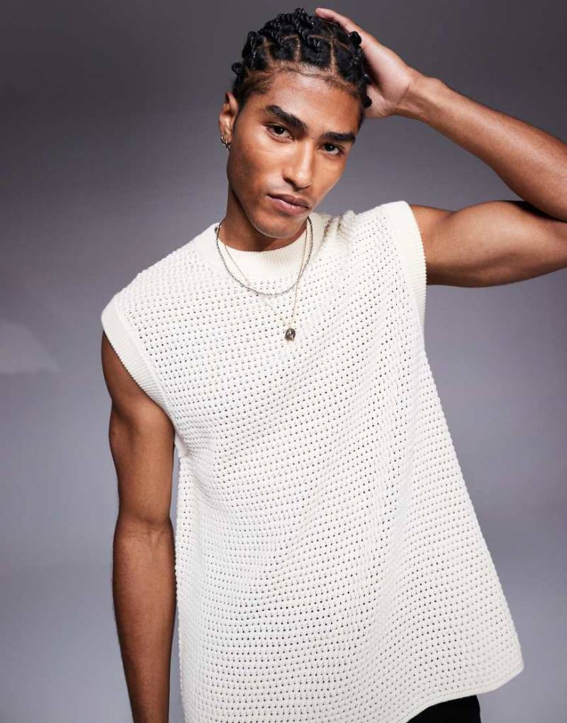 The Couture Club - Oversize-Trägertop aus Strick in Wollweiß von The Couture Club