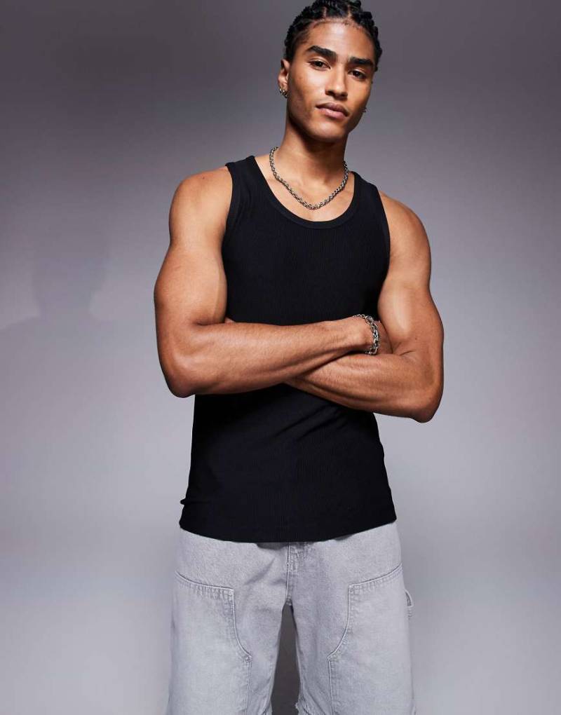 The Couture Club - Schweres, strukturiertes Strick-Trägertop in Schwarz von The Couture Club