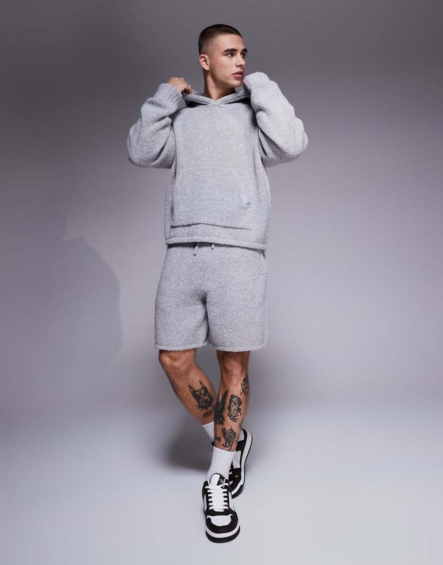 The Couture Club - Shorts aus Bouclé-Strick in Grau meliert, Kombiteil von The Couture Club