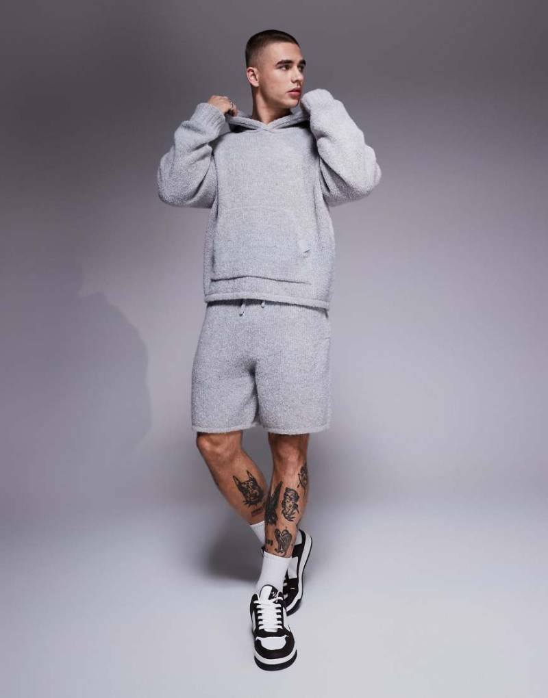 The Couture Club - Shorts aus Bouclé-Strick in Grau meliert, Kombiteil von The Couture Club