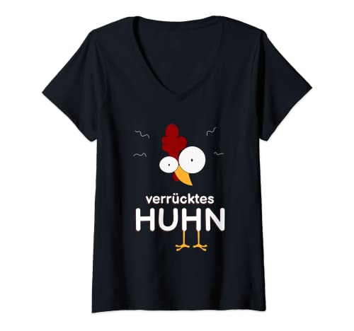 Damen Verrücktes Huhn Lustige Hühner Tshirt Damen Funny Chicken T-Shirt mit V-Ausschnitt Damen Verrücktes Huhn Lustige Hühner Tshirt Damen Funny Chicken T-Shirt mit V-Ausschnitt von The Crazy Chicken Family