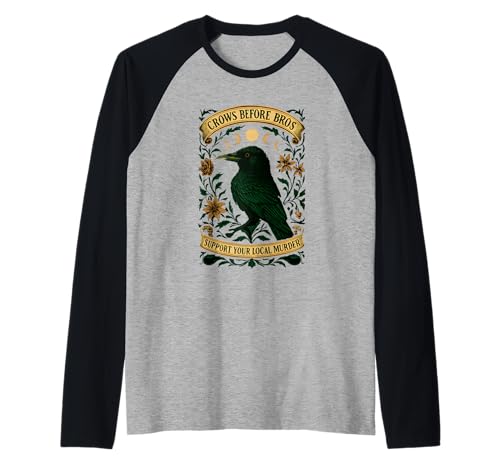 Crows Before Bros Frauen Vintage Raven Moon Phasen Raglan von The Crow Life Merch Store