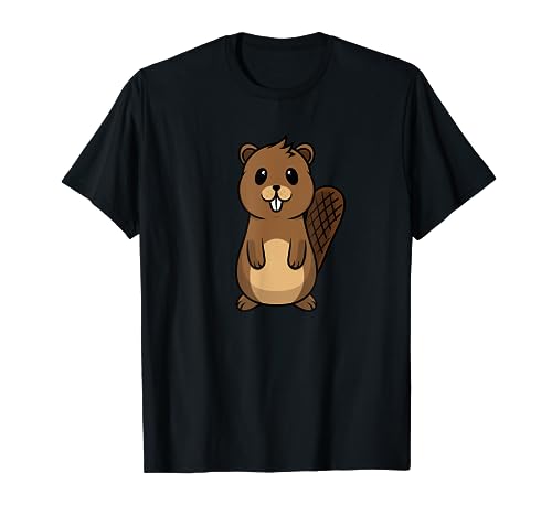 Niedlicher Baby-Chibi Kawaii-Biber T-Shirt von The Cutest Baby Animals