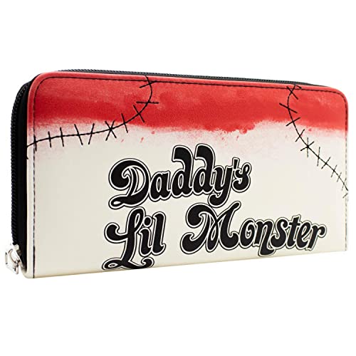 Harley Quinn Daddy's Lil Monster T-Shirt-Stil Geldbörse/Portemonnaie Clutch mit Münzfach & Kartenhalter, Cremeweiß von The Dark Knight