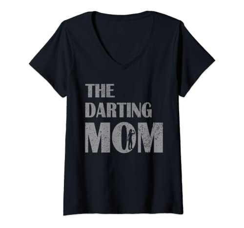 Damen The Darting Mom Dartsport Darter Sprüche Dartscheibe T-Shirt mit V-Ausschnitt von The Darting Mom Dartsport Darter Sprüche