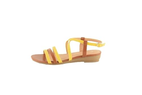 The Divine Factory Damen BANA Sandale, Ocker Camel, 39 EU von The Divine Factory