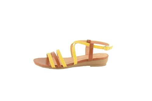 The Divine Factory Damen BANA Sandale, Ocker Camel, 41 EU von The Divine Factory