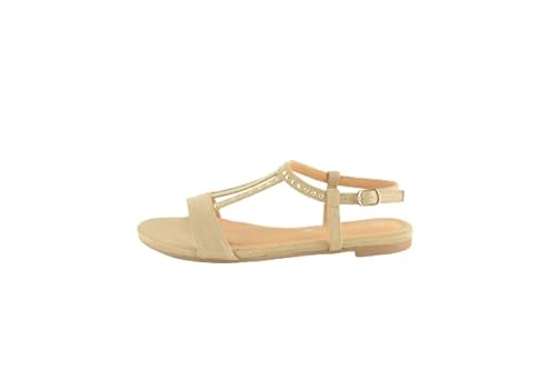 The Divine Factory Damen BIEL Flache Sandale, beige, 37 EU von The Divine Factory