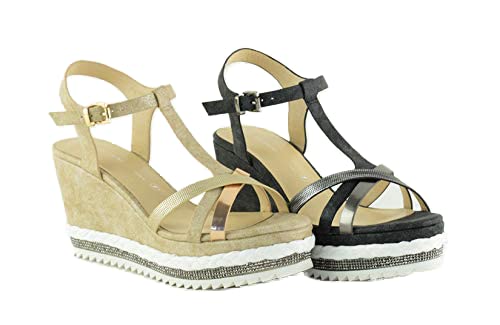 THE DIVINE FACTORY Damen Leonette Knöchelriemchen Sandalen, Beige Akt 002 von THE DIVINE FACTORY