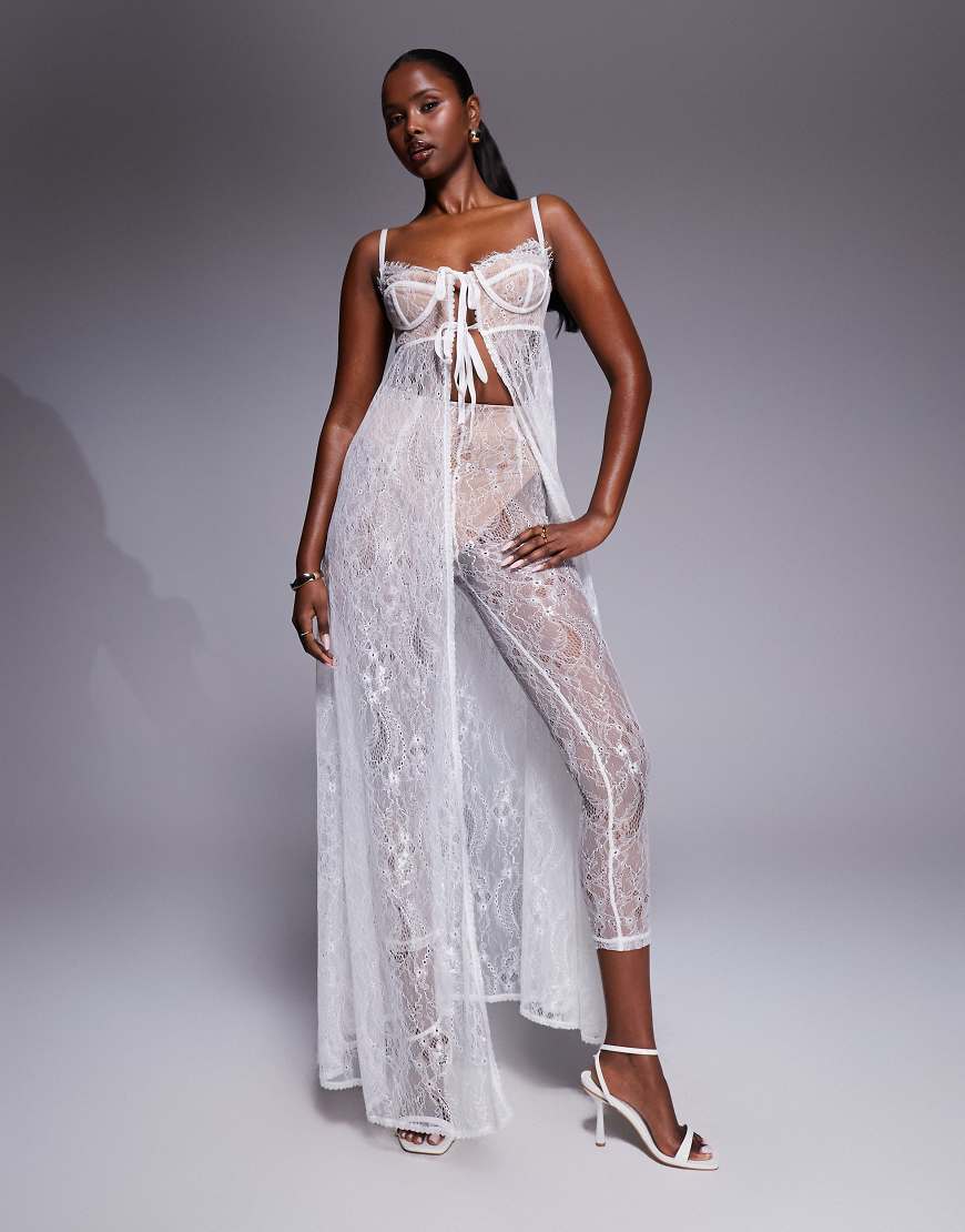 The Dolls House Circa - Cieran - Leggings aus Spitze in Elfenbein mit hohem Bund, Kombiteil-Weiß von The Dolls House Circa