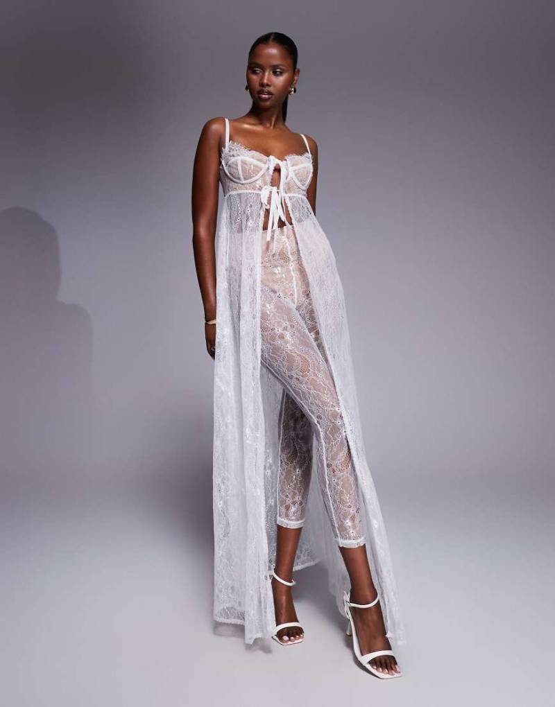 The Dolls House Circa - Cieran - Vorne gebundenes Maxioberteil aus Spitze in Elfenbein, Kombiteil-Weiß von The Dolls House Circa