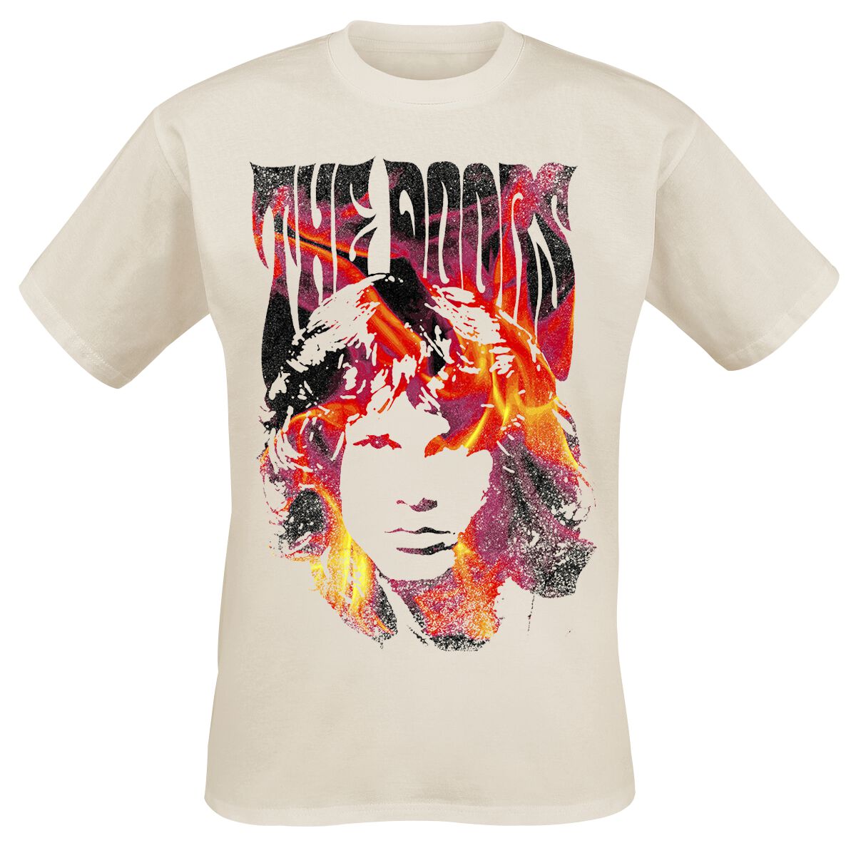 The Doors T-Shirt - Jim Face Fire - S bis XXL - für Männer - Größe XXL - creme  - Lizenziertes Merchandise! von The Doors