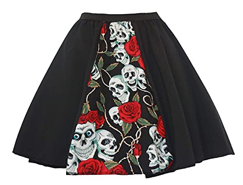 Damen Rock Day of the Dead Totenköpfe und Rosen 38,1 cm Halloween Verkleidung [L-XL] von The Dragons Den