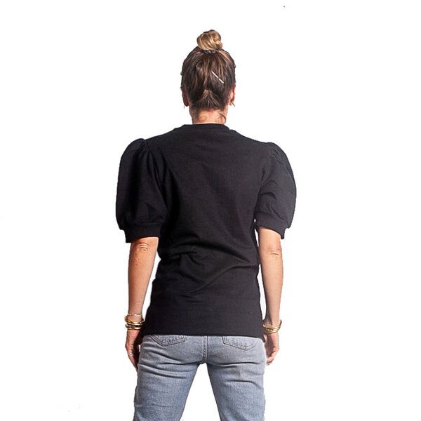 The Driftwood Tales Schwarzes Sweatshirt aus Bio-Sweatshirt mit kurzen Puffärmeln von The Driftwood Tales