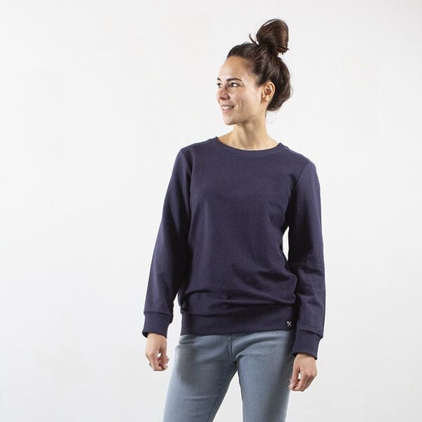 The Driftwood Tales Sweatshirt Inside Out - Recycelte Bio-Baumwolle - Marineblau und Hellgrün von The Driftwood Tales