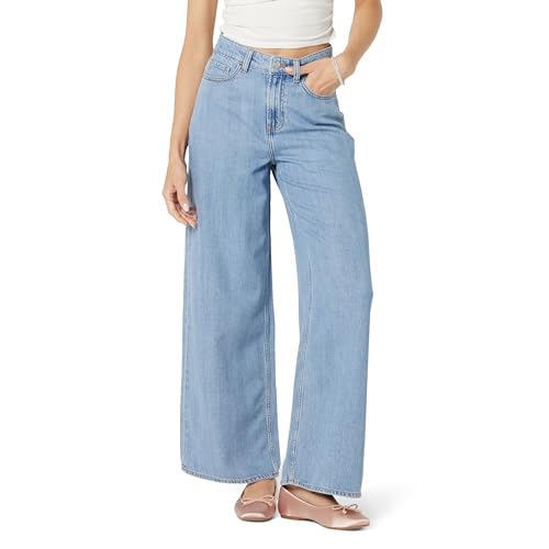 The Drop Alba Wide-Leg Relaxed Denim Hose, Helles Indigo, 28 von The Drop