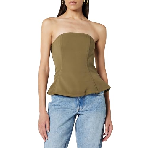 The Drop Alejandra Strapless Corset Crop Top, Capers Olive, XXL von The Drop