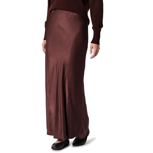 Amazon Essentials Alya Silky Slip Maxi Skirt Rock, Burgunderroter Trüffel, Medium von Amazon Essentials