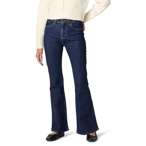 The Drop Alyona Slim Flare Jeans, Dunkles Indigo, 33 von The Drop