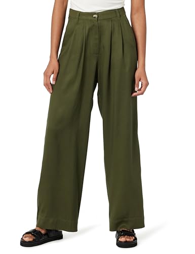 The Drop Amalia Relaxed Pleated Trousers Hose, Dark Forest, M von The Drop