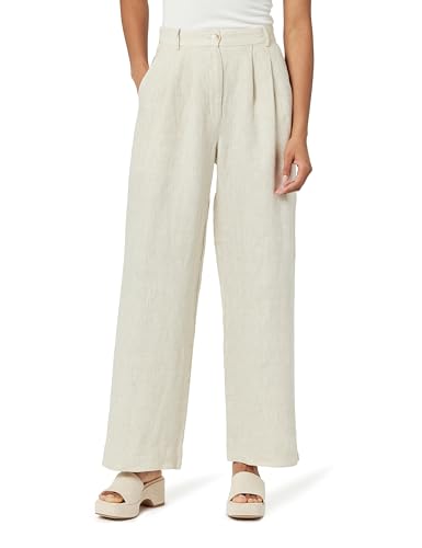 The Drop Amalia Relaxed Pleated Trousers Hose, Natürliches Leinen, L von The Drop