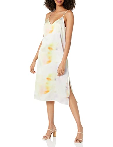 The Drop Ana Silky Midi-Slip-Kleid mit V-Ausschnitt Freizeitkleid, Batikfärbung, Medium von The Drop