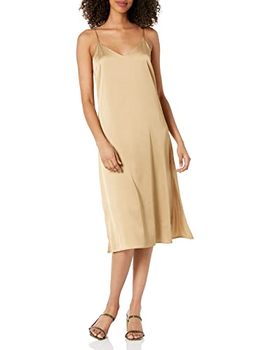 The Drop Ana Silky Midi-Slip-Kleid mit V-Ausschnitt Freizeitkleid, Stone, XX-Large von The Drop