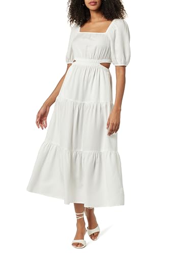 The Drop Anaya Gestuftes Eckigem Ausschnitt und Cut-Out-Detail Maxikleid, Weiß, L von The Drop