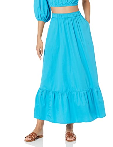 The Drop Anupa Gestufter Midirock für Damen, Baumwolle, Ozeanblau, S The Drop Anupa Gestufter Midirock für Damen, Baumwolle, Ozeanblau, S von The Drop