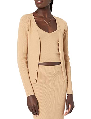 The Drop Damen Anya enganliegende Rippstrickjacke, Curds & Whey, XL von The Drop