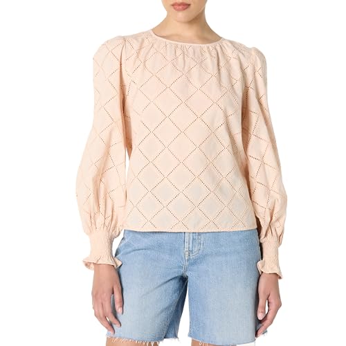 The Drop Ariel Eyelet Popover Blusen, Cameo Rose, 4XL Große Größen von The Drop