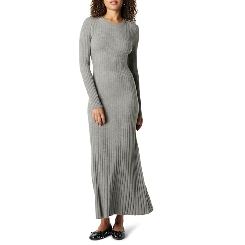 The Drop Ashlyn Ribbed Sweater Maxi Dress Maxikleid, Grau meliert, S von The Drop