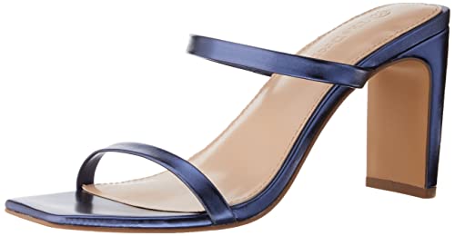 The Drop Avery Square Toe Two Strap High Heeled Sandalen mit Absatz, Metallic Marineblau, 39 EU von The Drop