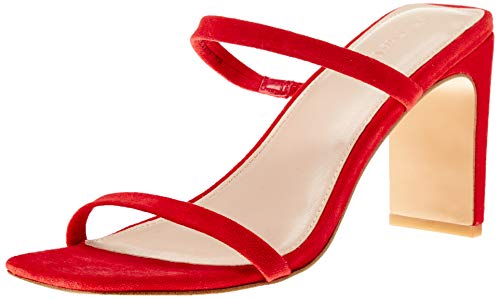 The Drop Avery Square Toe Two Strap High Heeled Sandalen mit Absatz, Rot, 36.5 EU von The Drop