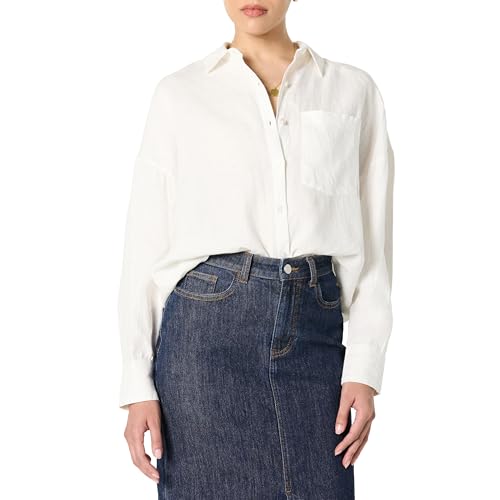 The Drop Avila Classic Linen Button Down Shirts, Weiß, XXL Große Größen von The Drop