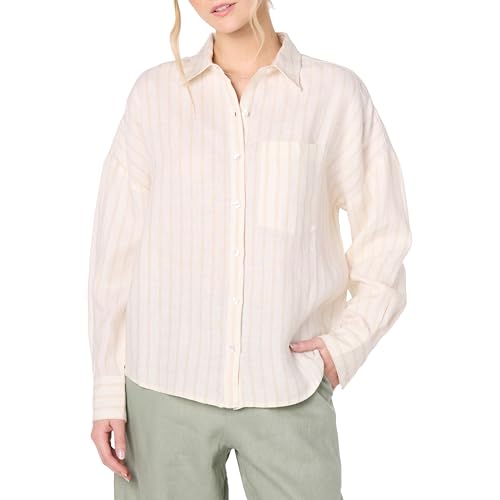 The Drop Avila Classic Linen Button Down Shirts, Flachsstreifen, 3XL Große Größen von The Drop