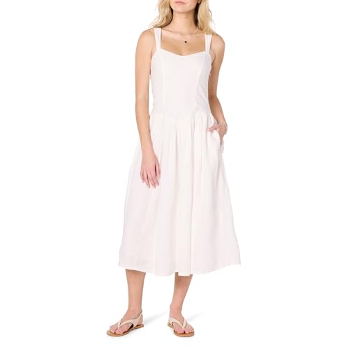 The Drop Balu Feminine Shaped Waist Midi Dress Kleider, Weiß, XXL Große Größen von The Drop