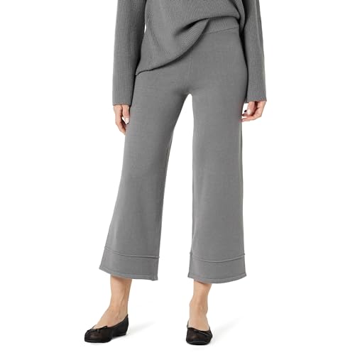The Drop Bernadette Pull-on Loose Fit Cropped Sweater Pant Hose, Kohlegrau, 5XL Große Größen von The Drop