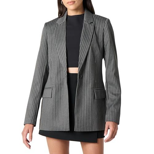 The Drop Blake Langer Blazer, Anthrazitfarbene Nadelstreifen, XXL Große Größen von The Drop