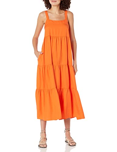 The Drop Damen Britt Maxi-Zeltkleid im Stufendesign, Feuerorange, S von The Drop