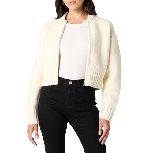The Drop Brynne Bomber Sweater Cardigan Strickjacken, Whisper White, XXL Große Größen von The Drop