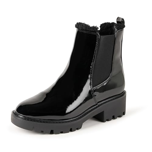 The Drop Campbell Sherpa Chelsea Boots, Schwarzes Lack, 39.5 EU von The Drop