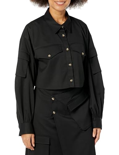 The Drop Cargo-Hemdjacke für Damen, Crop-Länge, Schwarz, von @karenbritchick, XS von The Drop